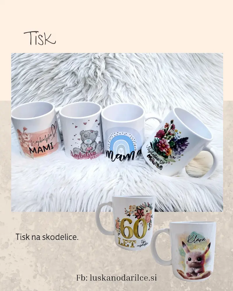 tisk na skodelice Luškano darilce